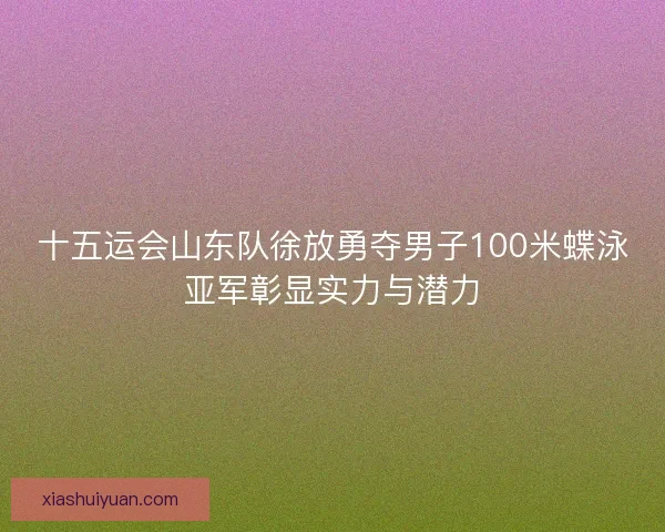 十五运会山东队徐放勇夺男子100米蝶泳亚军彰显实力与潜力